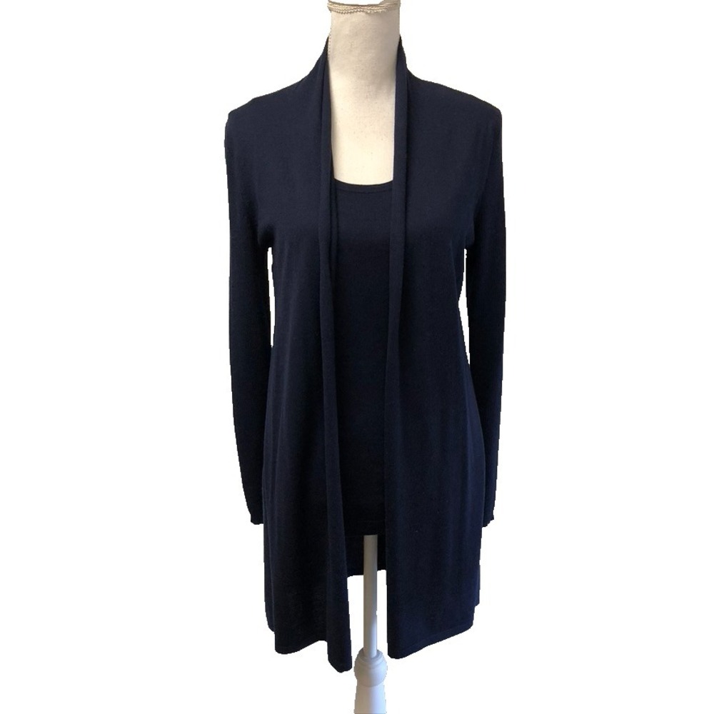 Kinross Cashmere Silk Sweater Jumper Set Womens Small Blue Tank‎ Cardigan Office